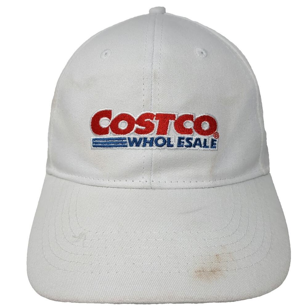 Costco Wholesale Logo Baseball Cap White One Size Slideback Embroidered Hat